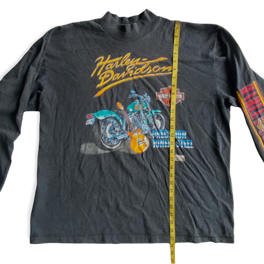 Harley Davidson Men’s Gray Long Sleeve Top Collared Vintage USA Size XL - Picture 5 of 10